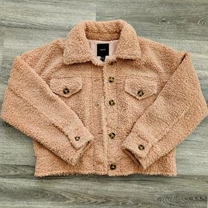 F21 baby pink sherpa jacket